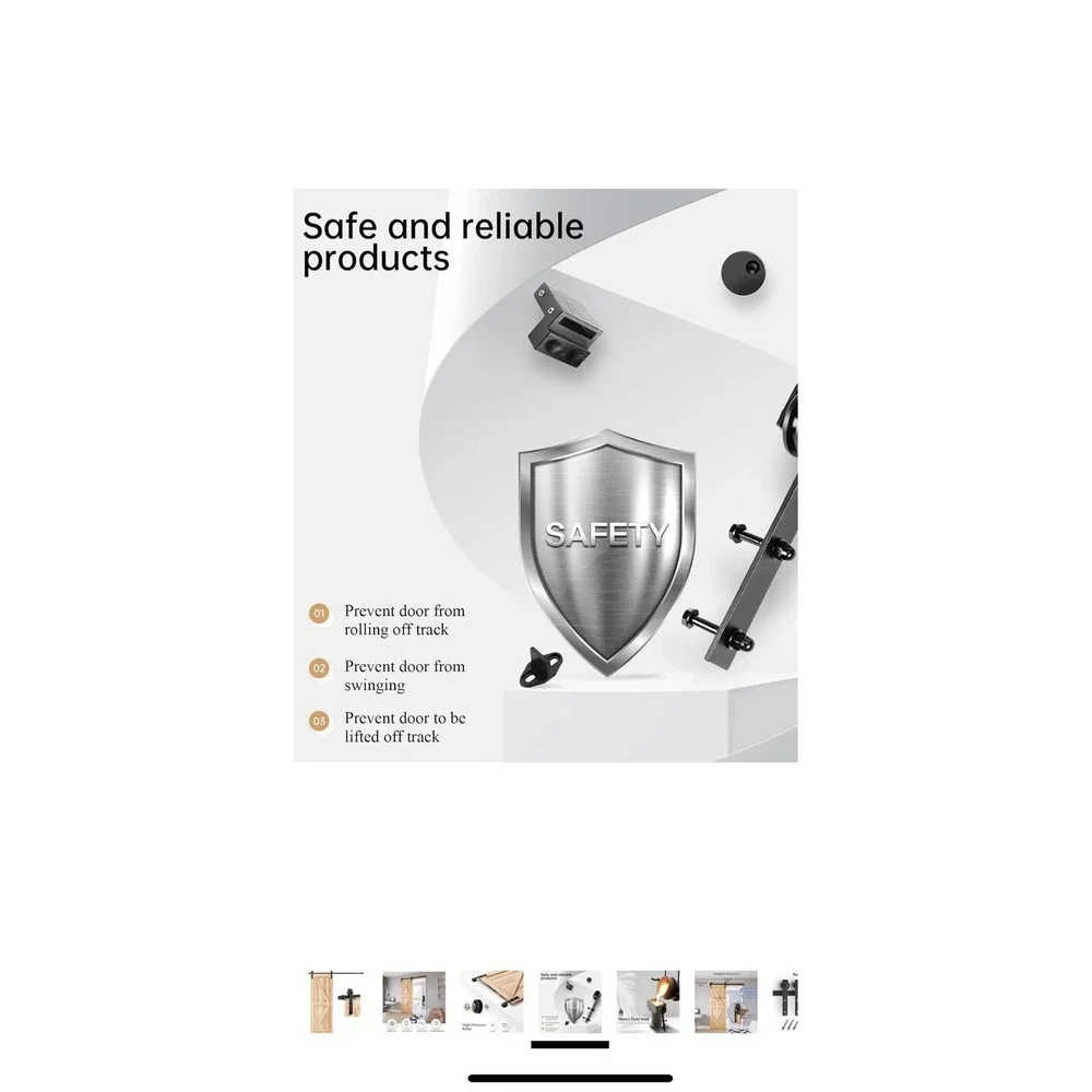 EaseLife Rustic Wood Barn Door Hardware Kit Sliding Track Set‎ Black 5.3' Quiet